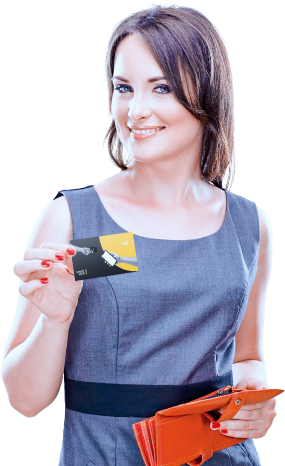 Девушка с карточкой